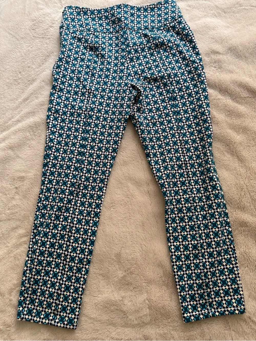 Anthropologie Maeve Tailored Mosaic Print Ankle Pants Blue Size M